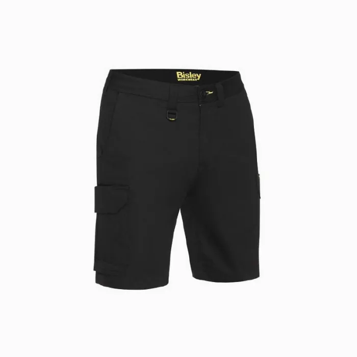 Bisley Stretch Cotton Drill Cargo Shorts - Black, Size 102