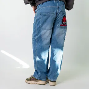 Blue Denim 90s Baggy Hip Hop  Cargo Skater Trousers Pants Jeans (32x29)