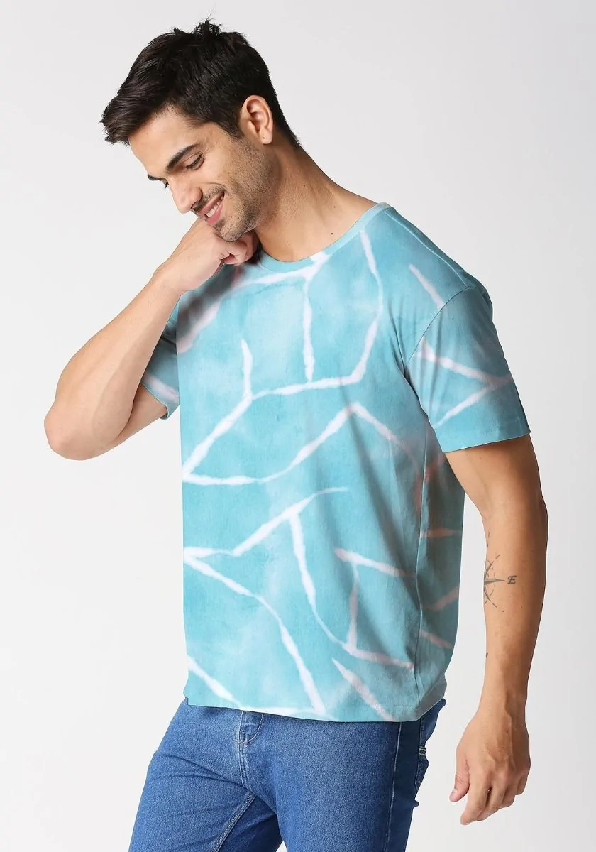 Blue Iceberg Texture Print T-Shirt