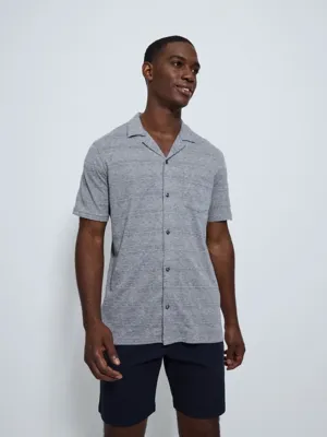 Blue Striped Marl Jersey Short Sleeve Shirt | Men | George at ASDA
