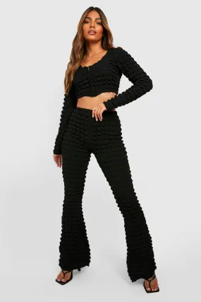 Bubble Jersey Knit Hook & Eye Crop & Flare