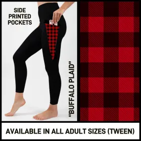 Buffalo Plaid Soft Leggings w/Side Printed Pockets