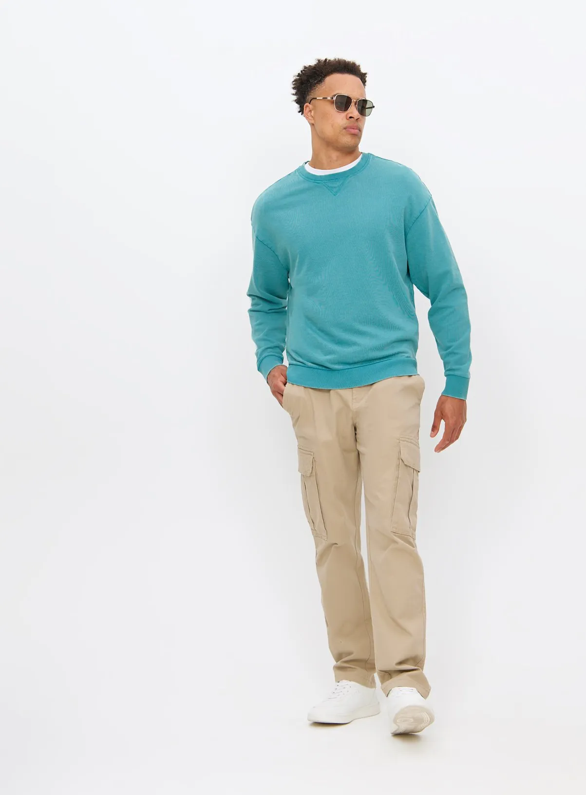 Buy Teal Garment Dye Crew Neck Sweatshirt XXXXL | Sweatshirts and hoodies | Tu