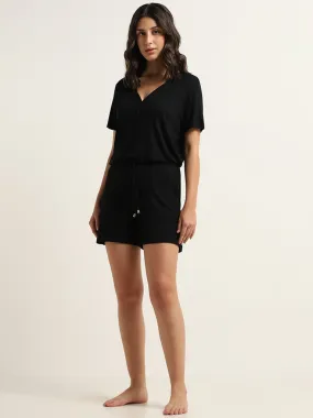 Buy Wunderlove Black Ribbed High-Rise Shorts from Westside