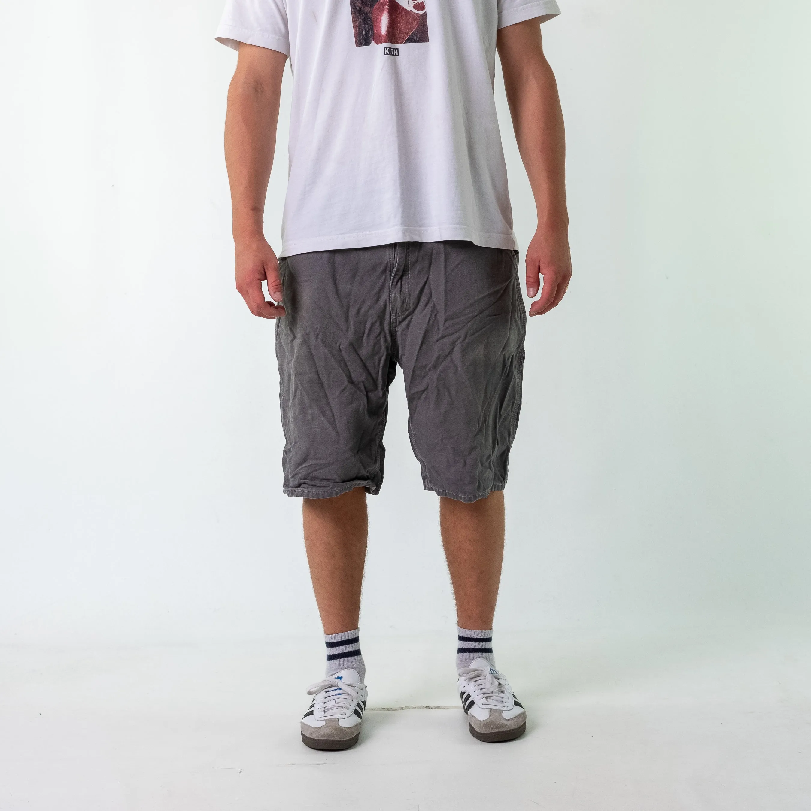 Charcoal Grey 90s Carhartt Canvas Carpenter Jorts Shorts (36)