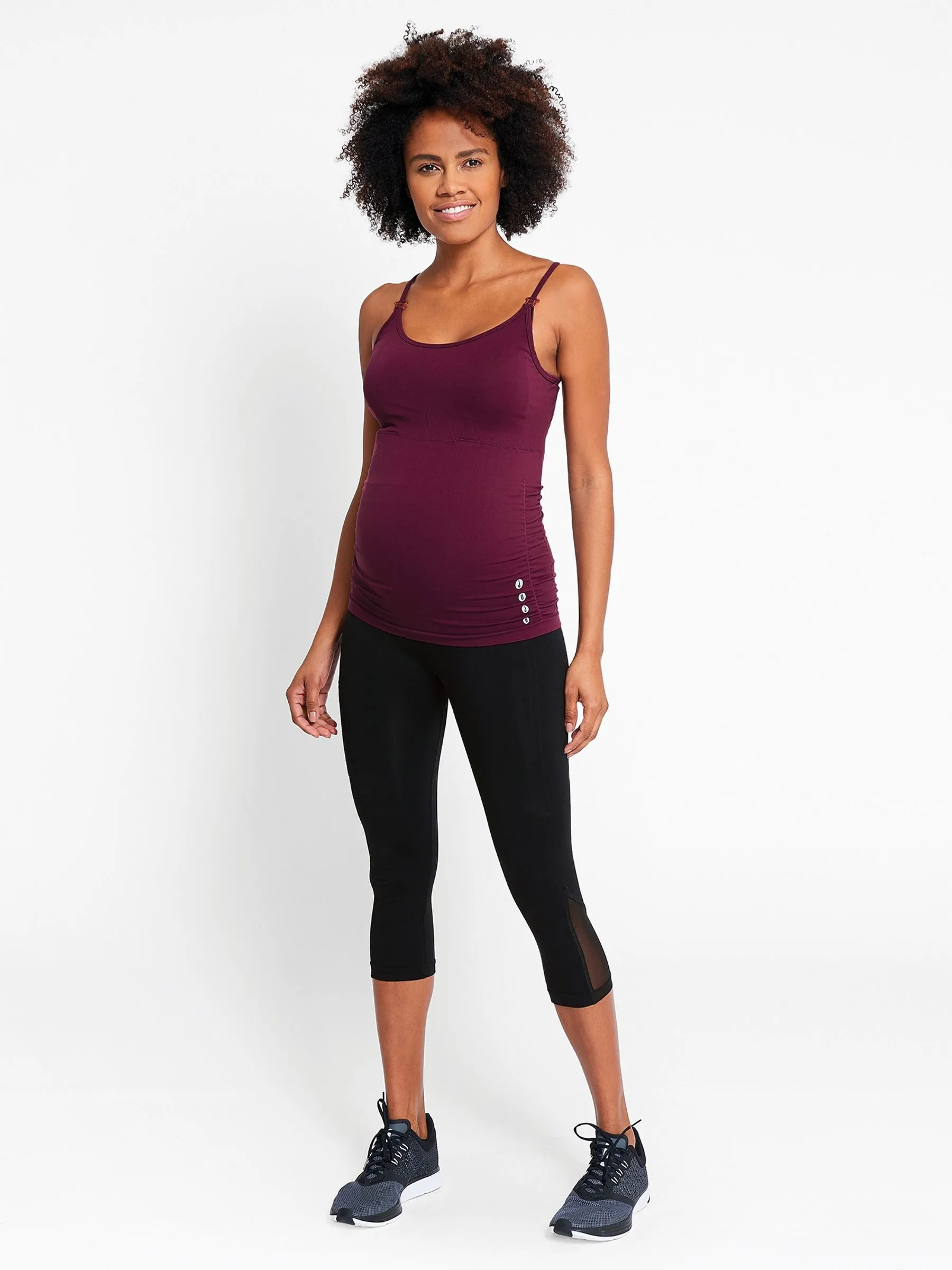 Cropped Seamless Support Workout Maternity Leggings in Black
