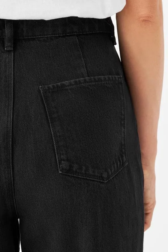 Dawn Jeans Wide Straight Non-Stretch Minimal Black Denim Black Denim