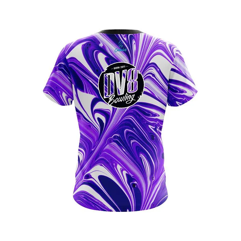 DV8 Purple And White Liquid Swirls CoolWick Bowling Jersey
