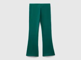 Flared leggings in stretch cotton - Dark Green | Benetton