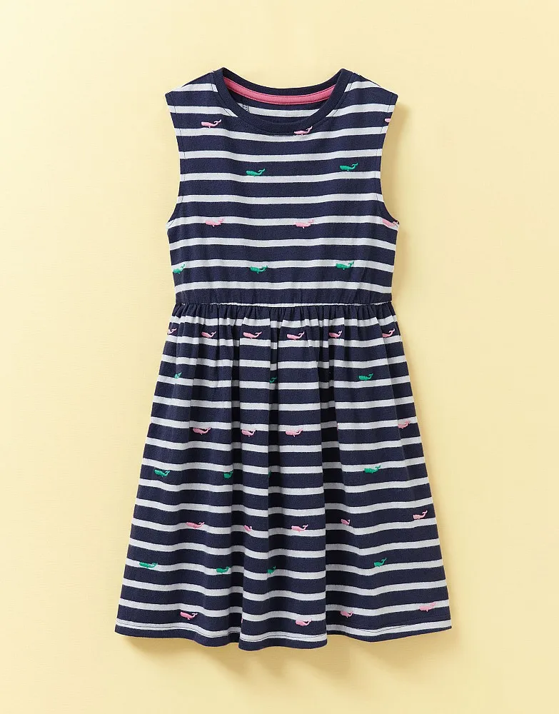 Girl's Sleeveless Stripe Whale Jersey Dress from Crew Clothing Company