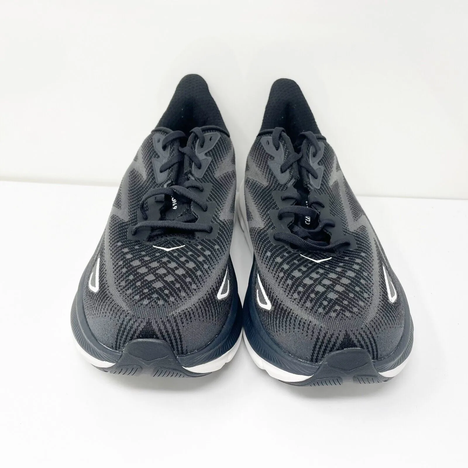 Hoka One One Mens Clifton 9 1132210 BWHT Black Running Shoes Sneakers Sz 10.5 2E