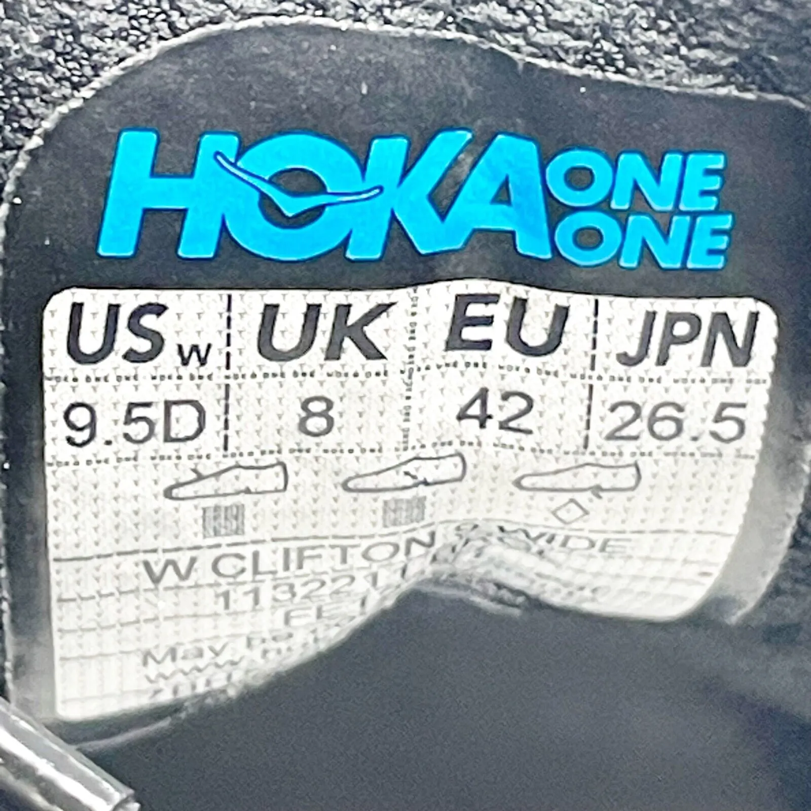 Hoka One One Womens Clifton 9 1132211 BRGL Black Running Shoes Sneakers Sz 9.5 D