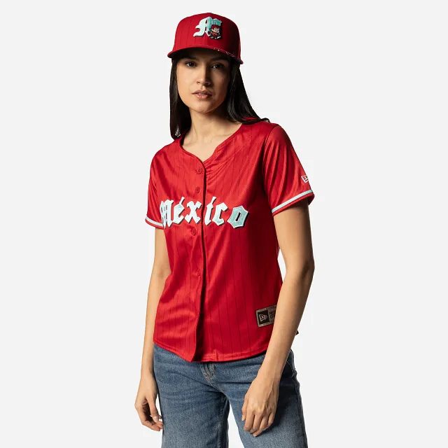 Jersey Pinstripe Rojo Diablos Rojos del México LMB para Mujer