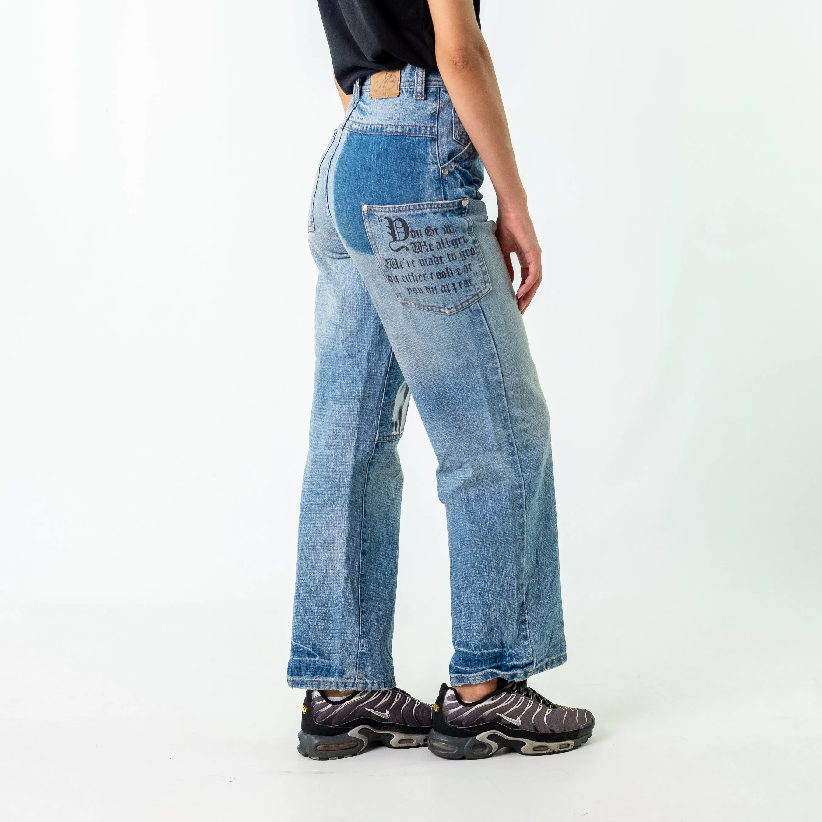 Light Blue y2ks Makaveli Denim Hip Hop Jeans Baggy Pants (28x30)