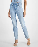 Macy's Guess Women's High Rise Embellished Mom Jeans