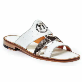 Mauri 1255-1 Poccianti Ostrich Python Sandals White (Special Order)