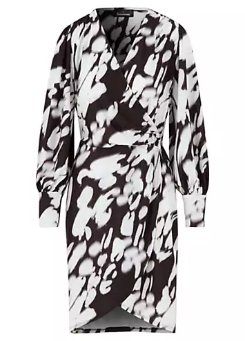Mono Print Wrap Jersey Mini Dress by Freemans | Look Again