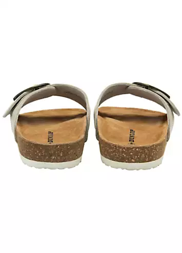 Nisha White Leather Crossover Buckle Footbed Sandals by Dunlop | Look Again