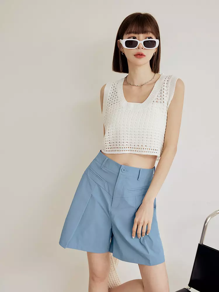 OBSTYLE Cooling UV protection pleated wide-leg shorts [BA7520]