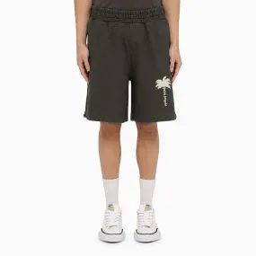 Palm Angels    Palm Angels Grey Cotton Bermuda Shorts With Print