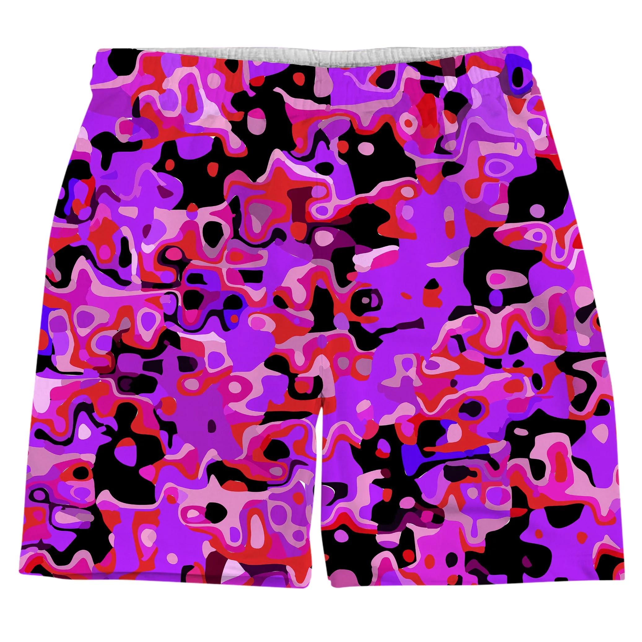 Purple Red and Black Rave Camo Melt Weekend Shorts