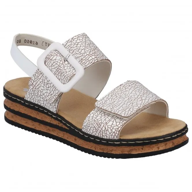 Rieker  Womens 62950-80 Everest White Multi Wedge Heeled Sandals