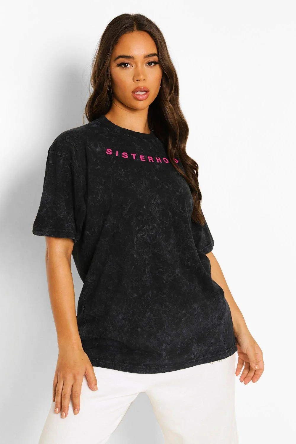 Sisterhood Acid Wash Oversized T Shirt