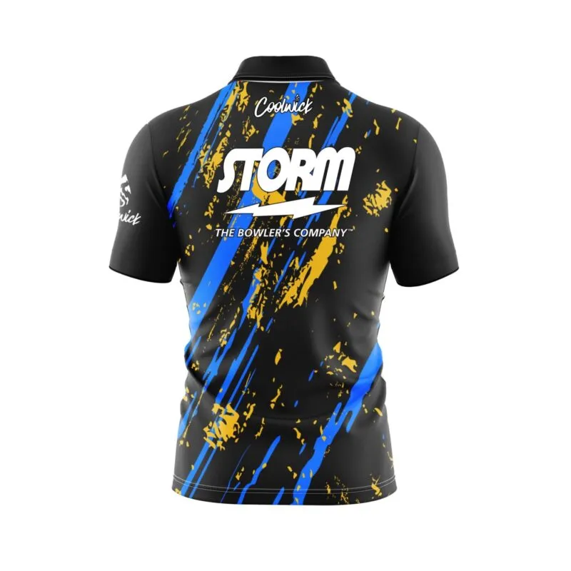Storm Gold Coal Quick Ship CoolWick Sash Zip Bowling Jersey
