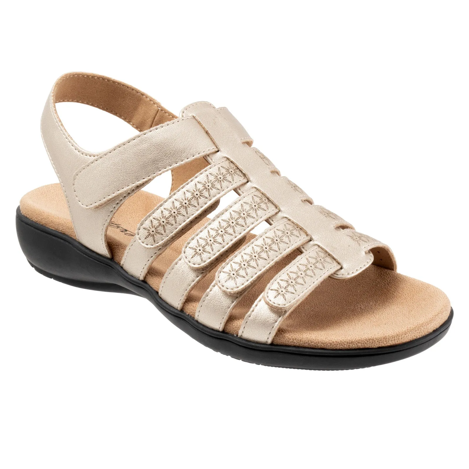 Trotters Tiki Laser T2322-719 Womens Beige Narrow Leather Strap Sandals Shoes