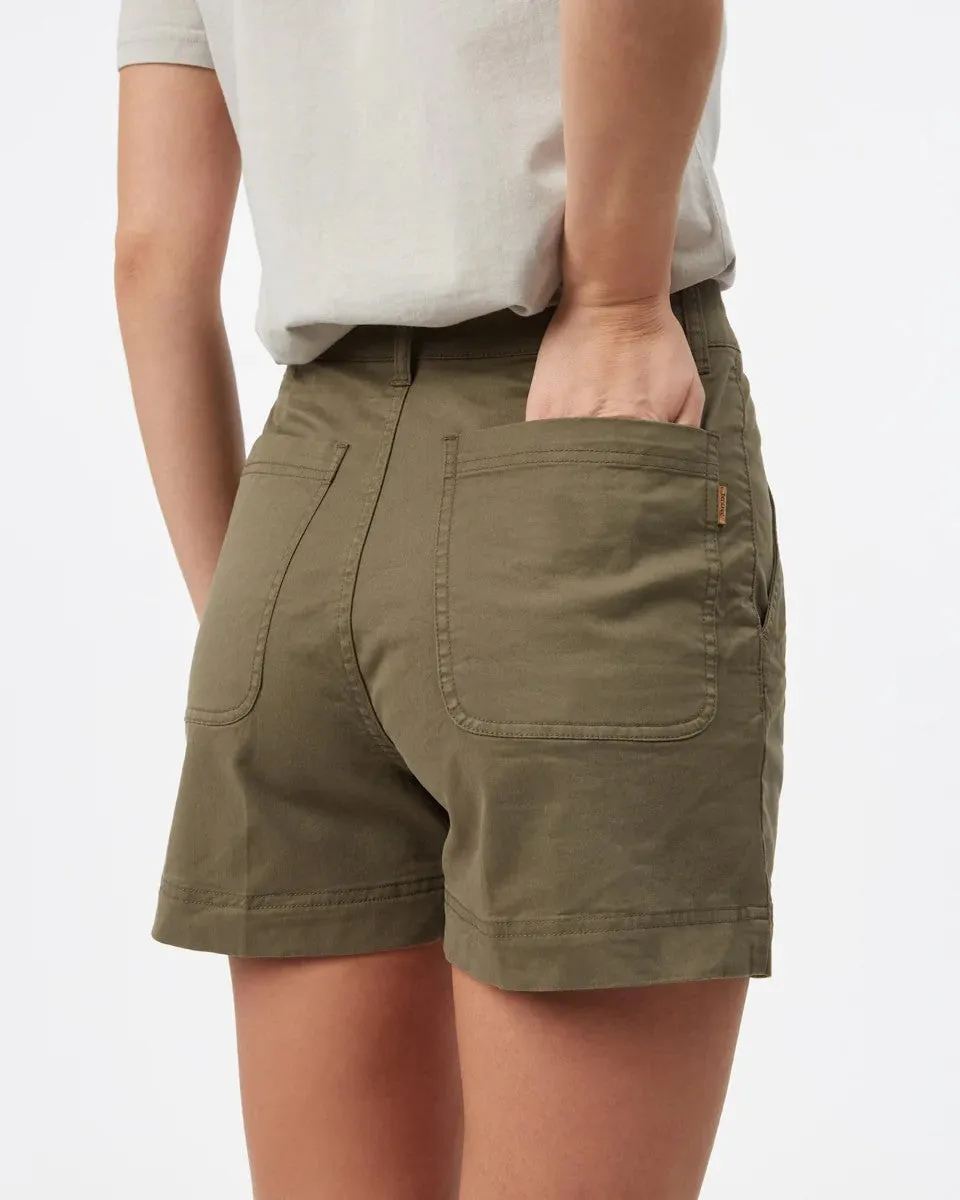 Twill High Waist Shorts                             Olive Night Green