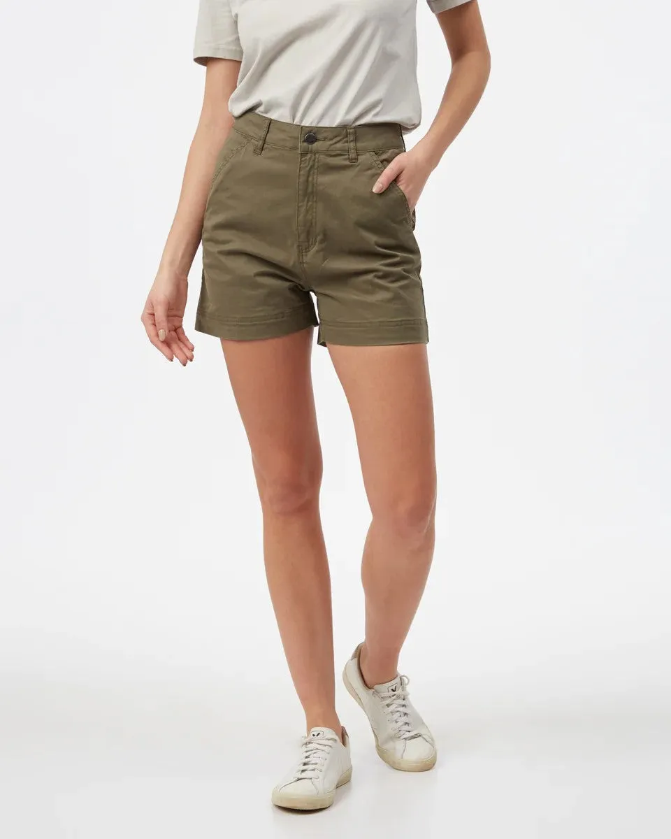 Twill High Waist Shorts                             Olive Night Green