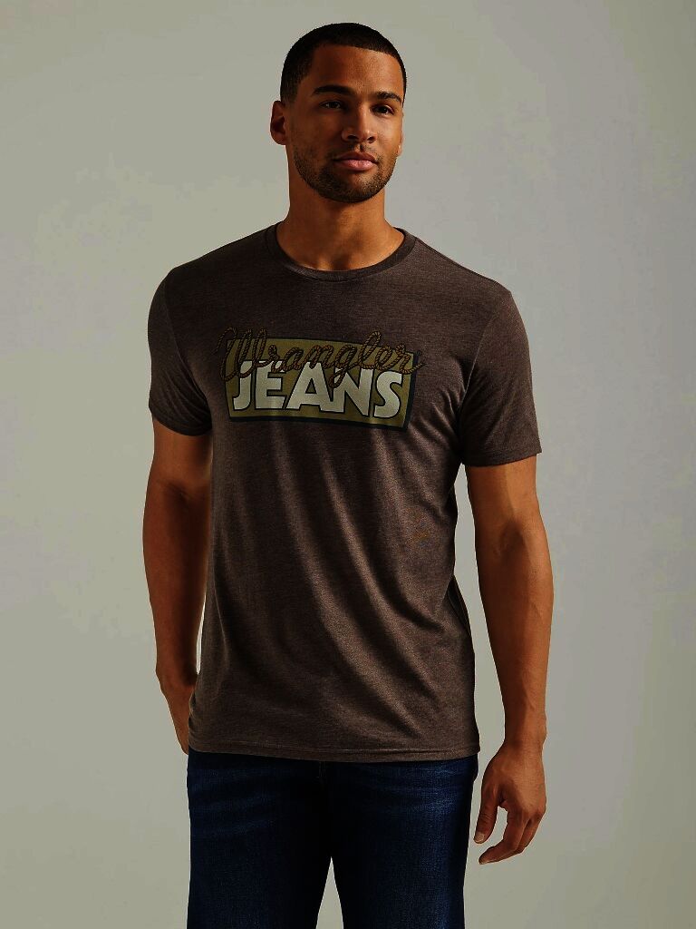 Wrangler Men's Jeans Nostalgia Graphic T-Shirt in Brown Heather