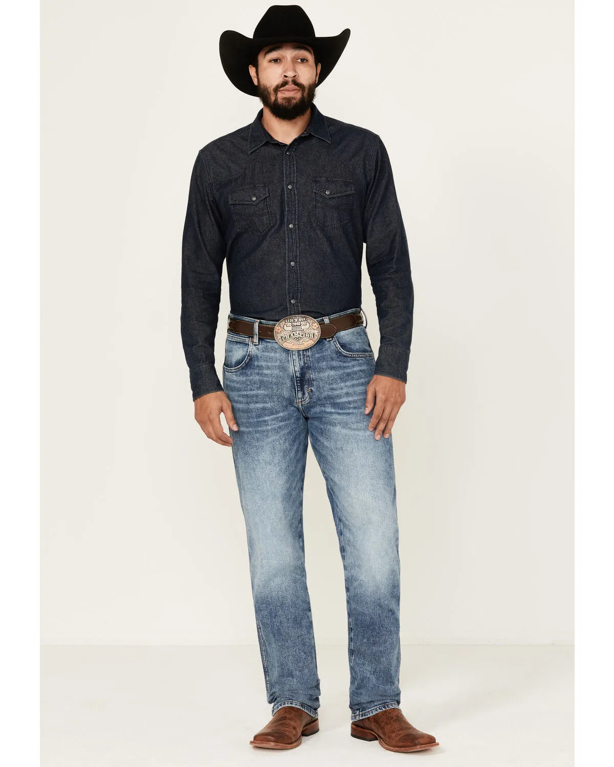 Wrangler Retro Men's Medium Wash Applewood Slim Straight Stretch Denim Jeans