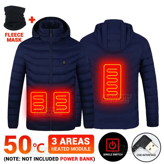 Xituodai 11 Areas Men's Winter Jacket Electric Heated Jackets Hunting Clothing Ski Jacket Parkas Outerwear USB Heated Vest Warm 