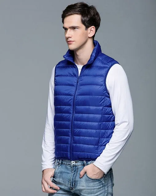 Xituodai Spring Man Duck Down Vest Ultra Light Jackets Men Fashion Sleeveless Outerwear Coat Autumn Winter Coat 90% White Duck D