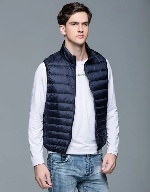 Xituodai Spring Man Duck Down Vest Ultra Light Jackets Men Fashion Sleeveless Outerwear Coat Autumn Winter Coat 90% White Duck D